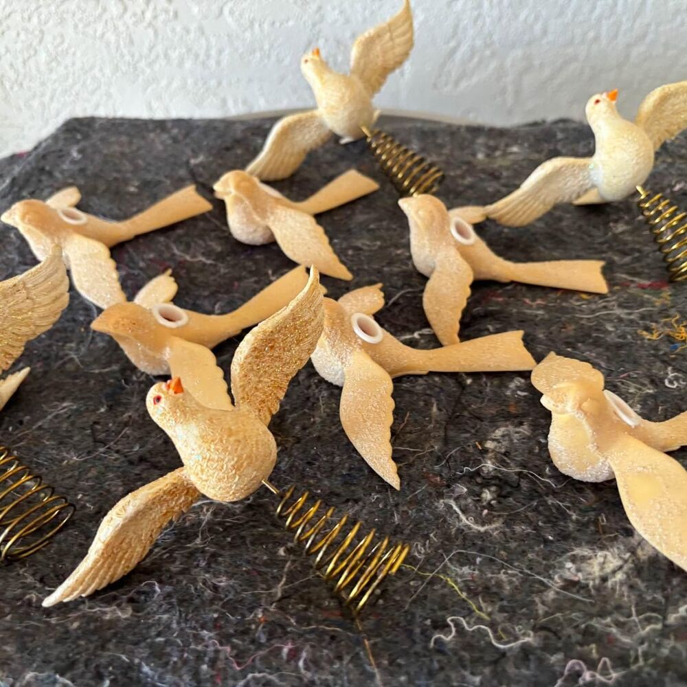 10 bird dove light covers and spring bottom dove ornaments (grey11) vintage